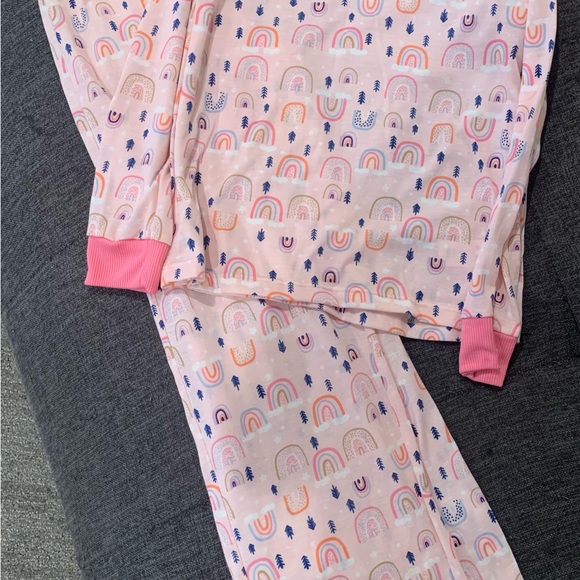 Girls Eddie Bauer Pink Pajama Set Size M 10/12 Like New Rainbows Arrows - Picture 4 of 14